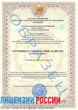 Образец сертификата соответствия аудитора №ST.RU.EXP.00006030-1 Анжеро-Судженск Сертификат ISO 27001
