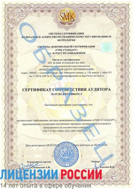Образец сертификата соответствия аудитора №ST.RU.EXP.00006191-3 Анжеро-Судженск Сертификат ISO 50001
