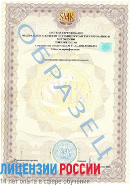 Образец сертификата соответствия (приложение) Анжеро-Судженск Сертификат ISO 22000