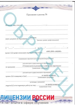 Образец приложение к диплому (страница 1) Анжеро-Судженск Профессиональная переподготовка сотрудников 